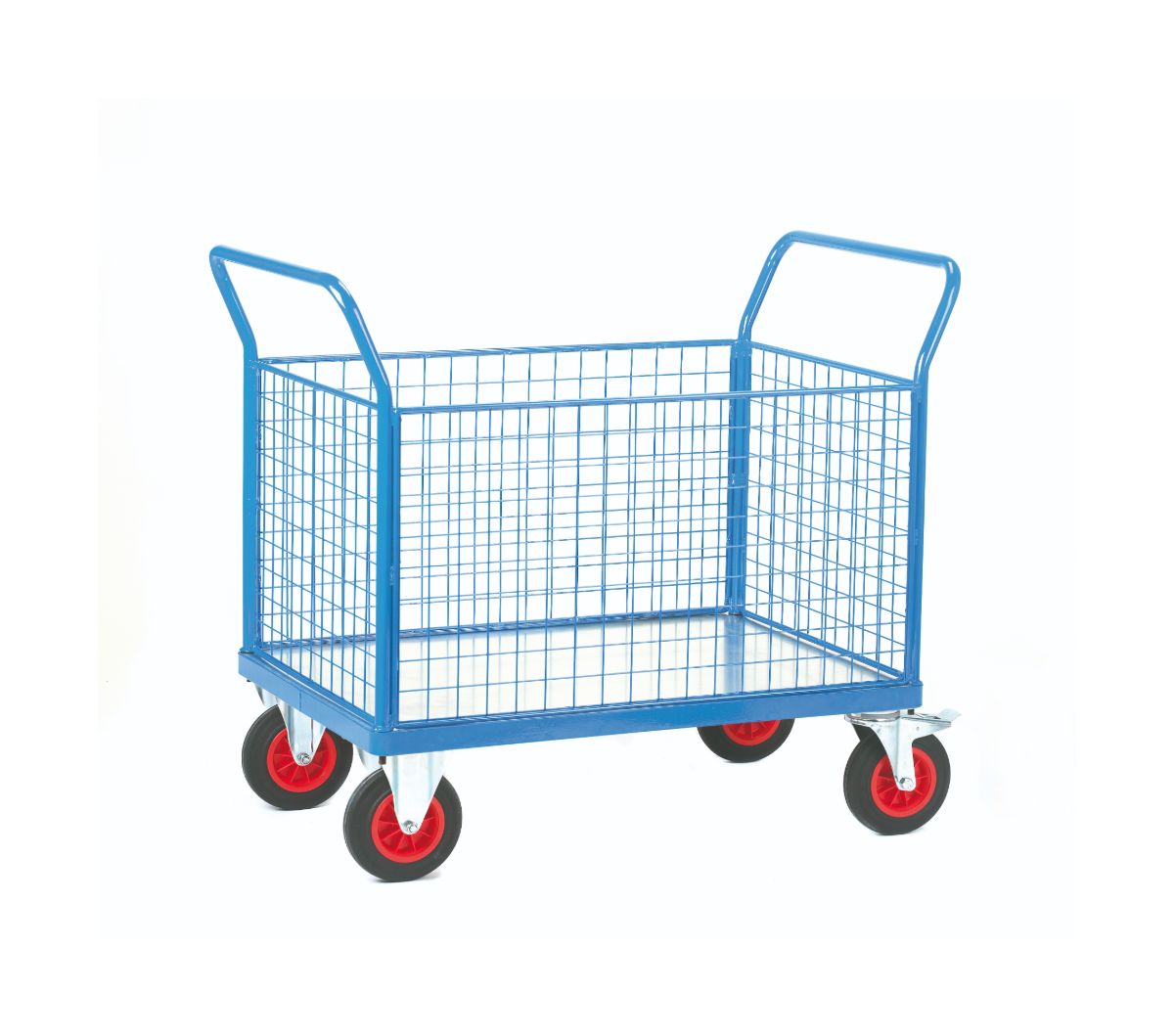 Galvanised Metal Platform Truck - 4 Mesh Sides
