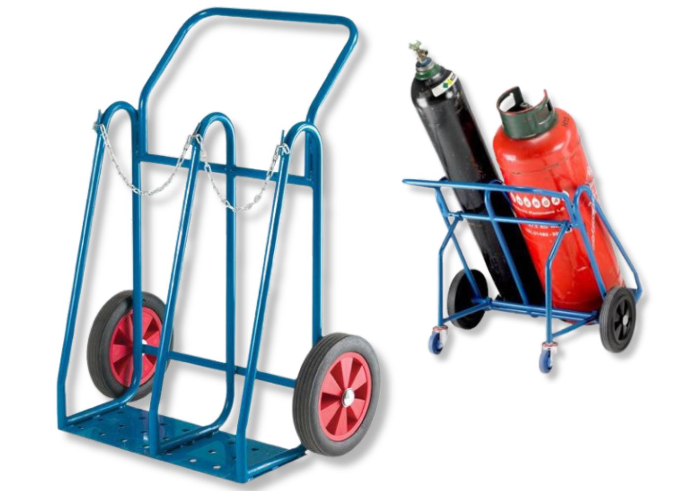 Oxygen & Propane Gas Double Cylinder Trolleys with Optional Rear Wheels