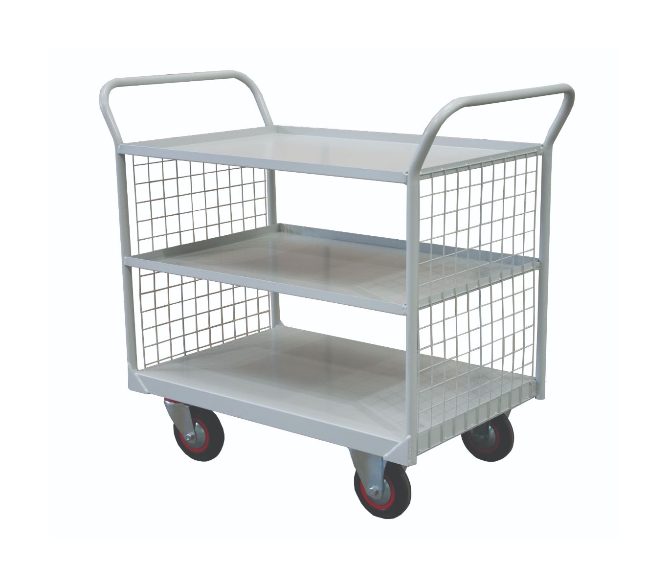 Welded Steel 3-Tier Shelf Trolley with Mesh Ends