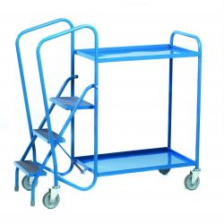 2-Tier Warehouse Picking Trolley with Steps